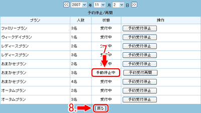 停止/再開画面